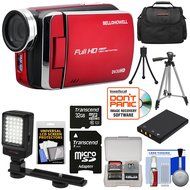 Bell &amp; Howell DV30HD 1080p HD Video Camera Camcorder (Red) with 32GB Card + Battery + Case + Tripods + LED Video... N2
