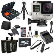 GoPro HERO4 Silver + AHDBT-401 Replacement Lithium Ion Battery + External Rapid Charger + 16GB microSD Memory...
