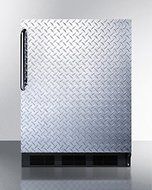 Summit FF7BBIDPL: Commercial built-in all-refrigerator in black, auto defrost with diamond plate wrapped door... N4
