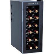 12-Bottle Adjustable Thermostat, Wine and Beverage Center, Slim Design, Black
