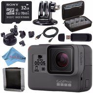 GoPro HERO5 Black CHDHX-501 + Sony 32GB microSDHC Card + GoPro Suction Cup Mount + Custom GoPro Case for GoPro...