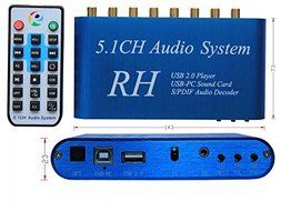 RioRand&reg; 5.1CH Digital Audio System for USB digital sound/USB media player / S/PDIF audio decoder (BLUE) N6