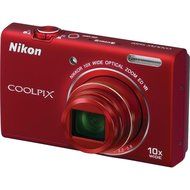 Nikon COOLPIX S6200 16 MP Digital Camera with 10x Optical Zoom NIKKOR ED Glass Lens and HD 720p Video (Red) N17