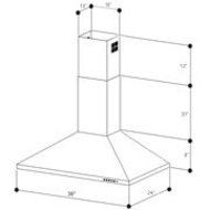 Island Range Hood Stainless Steel 36" KA-140-S304 NT AIR. Made in Italy. N2