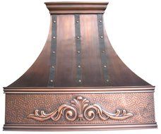 Copper Best H7 361836SD Copper Island Range Hood Handcrafted with Embossed Patterm