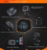 VR 360 Degree Dual-lens WiFI Panoramic Sports Action Video Camera,1080P Full HD and 8 MP Sports DV N8