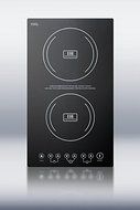 Summit SINC2220 12" Smoothtop Electric Induction Cooktop With 2 Cooking Zones Schott Ceran Surface 7-Piece Cookware...