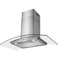 Perfetto Kitchen and Bath 36" Convertible Wall Mount Range Hood in Stainless Steel with LEDs, Push Controls &amp;... N2
