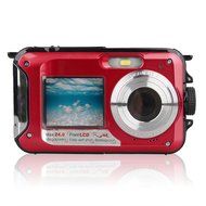 Boblov HD 1080P 24MP Double Screen 16x Zoom Underwater Digital Video Camcorder Camera Red N4