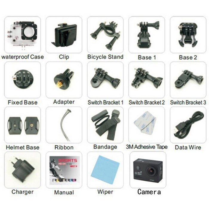 Wifi Waterproof Sports Action Camera Sj7000 Helmet Cam Recorder Marine Diving 2.0 Ltps LED 170 Degree Wide Lens... N6
