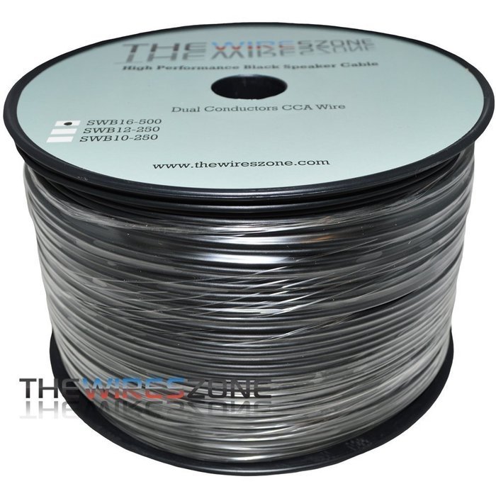 The Wires Zone SWB16-500 True 16 Gauge 500' PVC Super Flex Speaker Wire for Home/Car Audio, Black