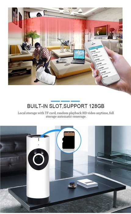 VSSPEED Panoramic Fish Eye Lens IP Camera Wifi Wireless Night Veresion APP Remote Control 180 Degree Wi-Fi P2P... N3