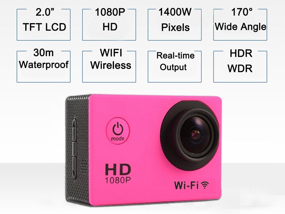 CXTX WIFI Wireless Mini 1080P HD 30-Meter Waterproof Sports DV Full 2.0" LCD 170&deg; Wide Angle Lens Video outdoor... N24