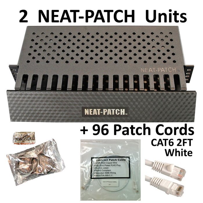 Neat Patch Cable Manager (10 Units) w/ 240 CAT6 Patch Cables (2FT Green) N96