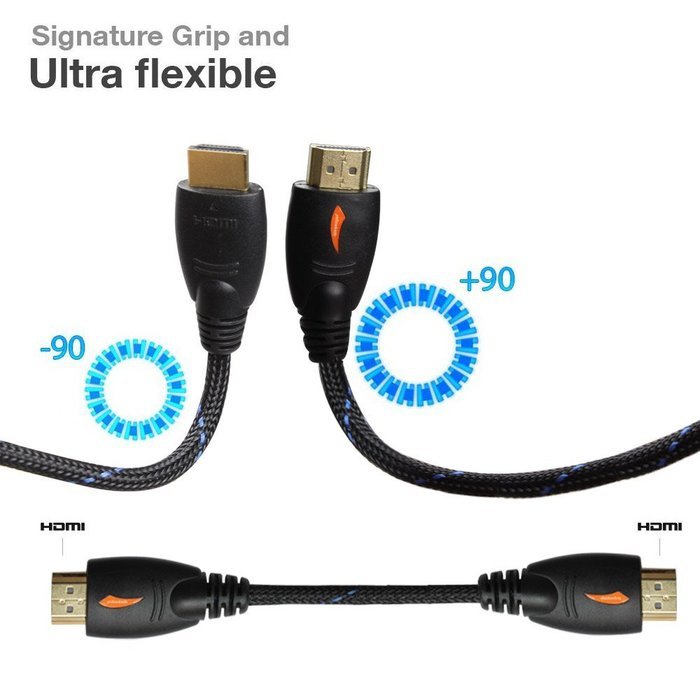 Yellowknife Braided High Speed HDMI Cable V1.4 AV HD 3D for HDTV 30FT 1080P (Latest Version Supports Ethernet,... N4