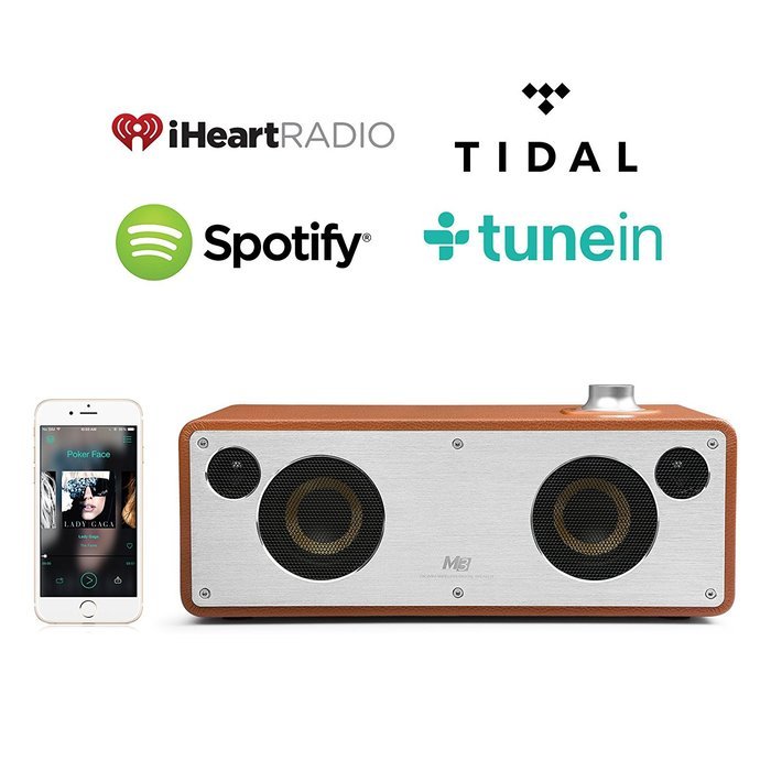GGMM M3 Retro Wi-Fi/Bluetooth Stereo Wireless Leather Speaker | Featuring 40W Output, Multi-Room Play, Airplay... N20