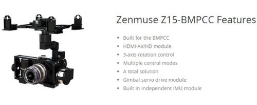 DJI Zenmuse Z15-BMPCC Professional 3 Axis Brushless Gimbal N3