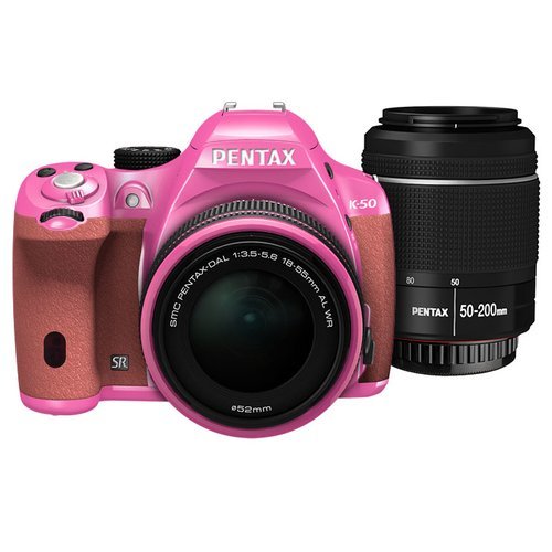 Pentax K-50 16MP Digital SLR DAL18-55mmWR, DAL50-200mmWR WZOOM KIT PINK/PINK 014