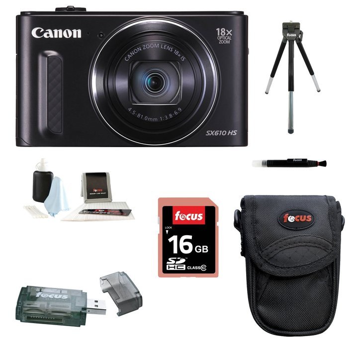 Canon Powershot SX610 HS Digital Camera (Red) with 16GB Accessory Bundle N7
