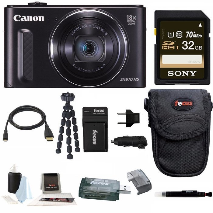 Canon Powershot SX610 HS Digital Camera (Red) with 16GB Accessory Bundle N9