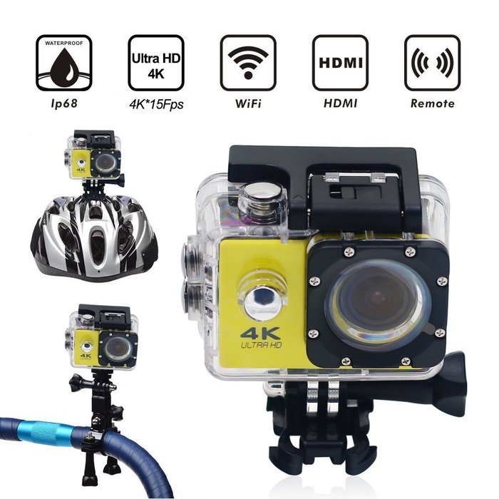 Bay Valley Parts4K Ultra HD 1080P Wifi Sports Cam DVR DV Waterproof Action Camcorder- Yellow N3