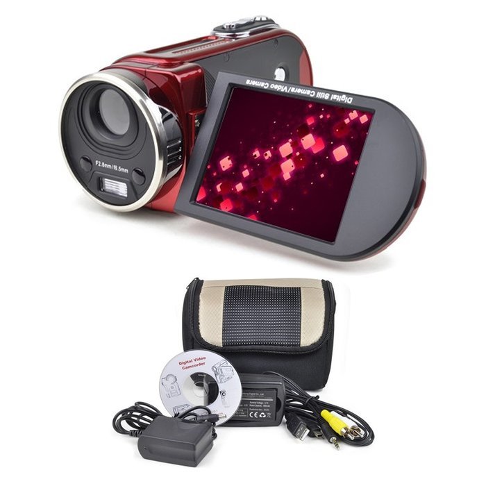 Mitsuba 16MP (Interpolated) Digital Camcorder w/8x Digital Zoom, 3.0" LCD & Carry Case (Red)