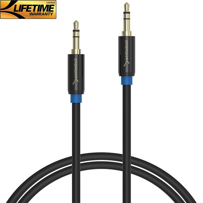 Sabrent 3.5mm Gold Plated Premium Auxiliary Male To Male AUX Cable [Step Down Design] 3 Feet (CB-AUX1) N12