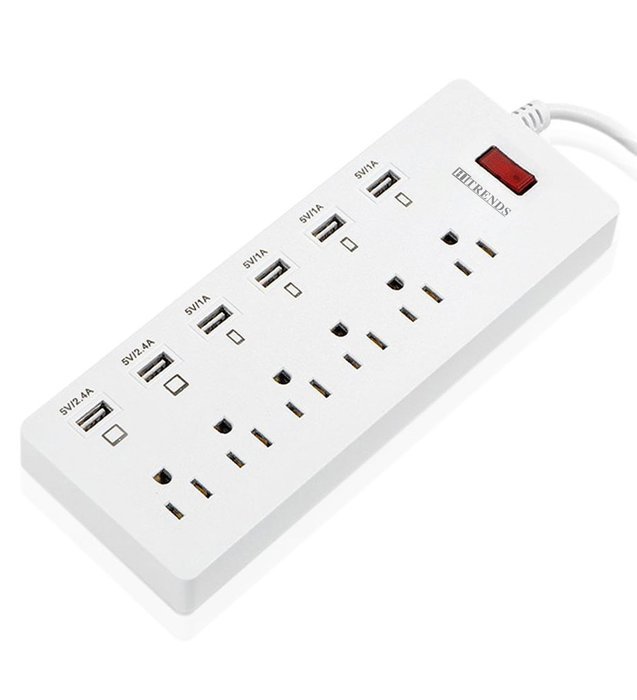 HITRENDS Power Strip Surge Protector 6 Outlets with 6 USB Charging Ports Multiplug 1625W/13A for iPhone 7 6 6s... N6