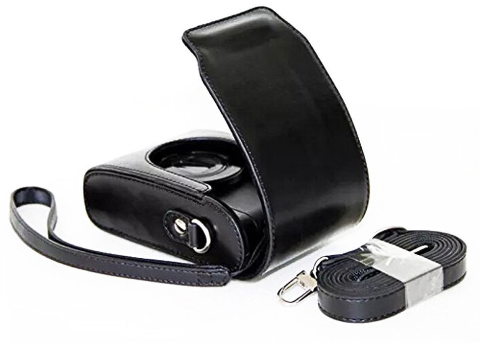 CEARI PU Leather DSLR Camera Case Bag with Neck Shoulder Strap for Panasonic Lumix DMC-ZS30 DMC-ZS35 DMC-ZS40... N3