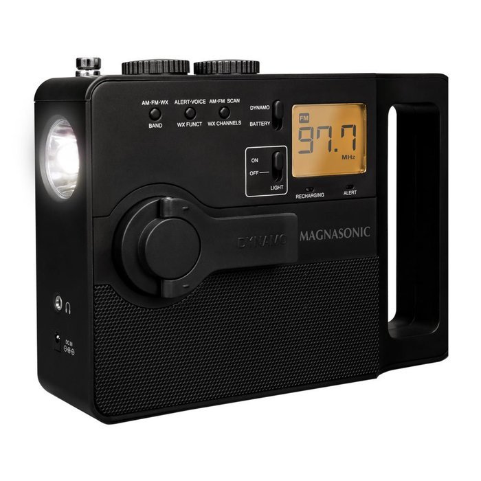 Magnasonic Multi-Function Hand Crank Emergency Radio, Dynamo Charging, AM/FM/Weather Alert, Ultra Bright LED Flashlight... N4