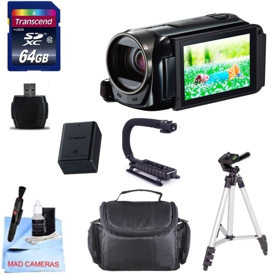 Canon Camcorder Kit -Includes Canon Video Camera + 64 GB Transcend SD Cards + Stabilizing Scorpion Grip & More N2