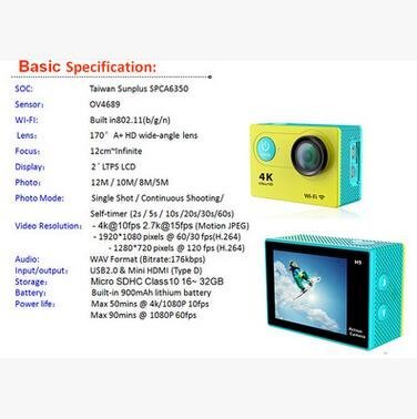 usb 4k camera water-resistant action video camera sport camera wifi N2