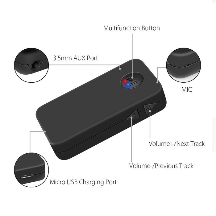 Jupi-storm Multipoint Connection 4.1 Bluetooth Audio Music Receiver A2DP Wireless Adapter with 3.5mm AUX Port... N9
