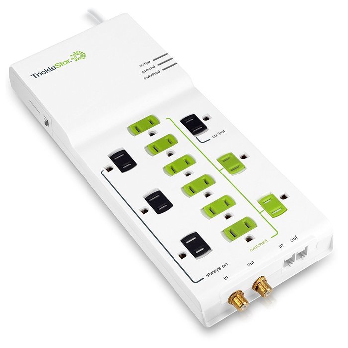 TrickleStar 12 Outlet Advanced PowerStrip, 4320 Joules, Coax + RJ11 Secondary Protection, 4 foot cord
