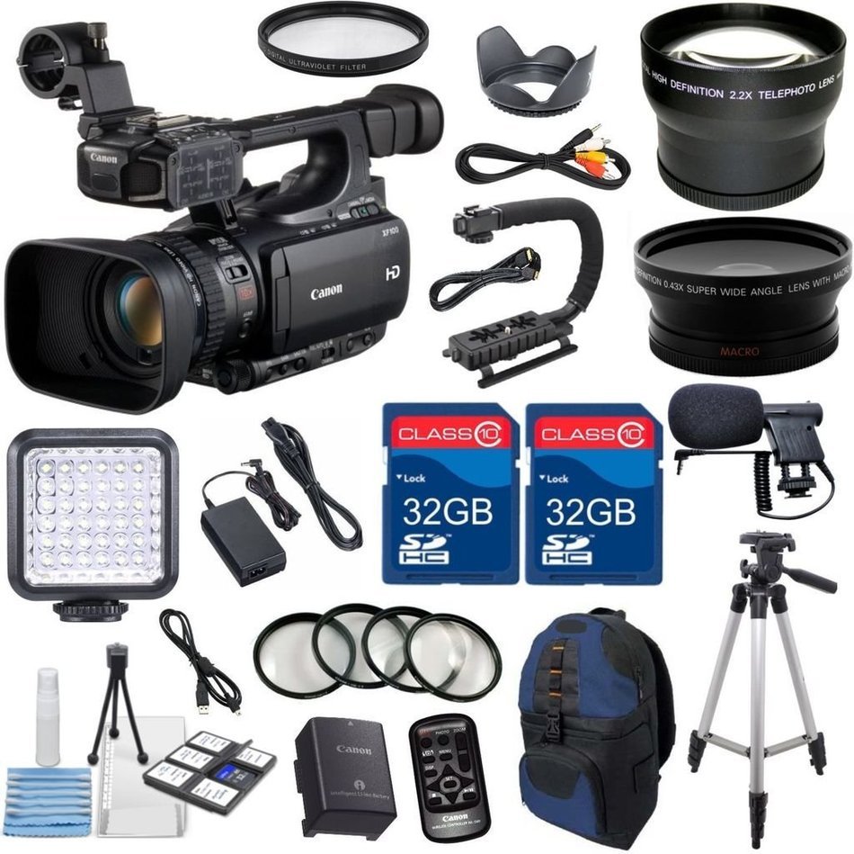Canon XF100 Professional Camcorder with 10x HD Video lens, Compact Flash (CF) Recording with Extra 2pc 32GB High...