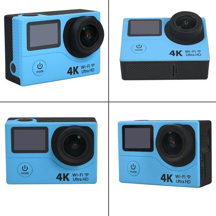 Action Camera H3 Ultra 4K HD 2.0" Dual Screen Waterproof 170D Lens go - pro Style Wifi Sport Cam(Blue) N6