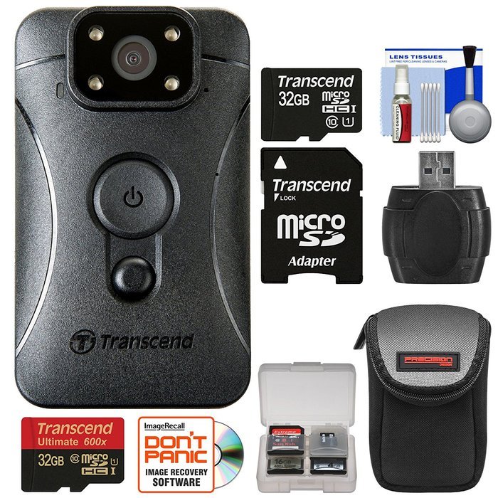 Transcend DrivePro Body 10 1080p HD Video Camera Camcorder with (2) 32GB Cards + Case + Reader + Kit N2
