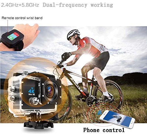 51youg 4K Ultra HD 30M Deep Diving Sports Video Helmet Camera Mini DV RF Wifi Remote Control 2.0" TFT LCD 170&deg;... N7