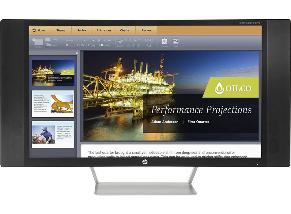 HP K1M38A8#ABA EliteDisplay S270c 27'' LCD Monitor, Black/Silver N3