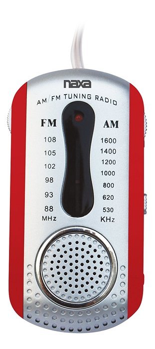 NAXA NR721RD Am/FM Mini Pocket Radio with Speaker (Red)