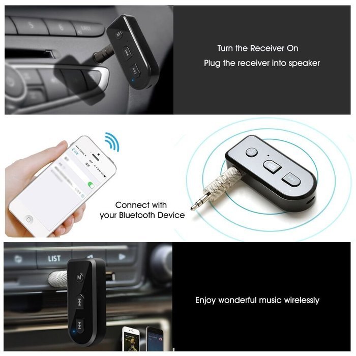 YELLWWORS Bluetooth Receiver, Hands-Free Car Kit [Built-in Microphone], Mini Wireless Music Adapter for Home/Car... N3