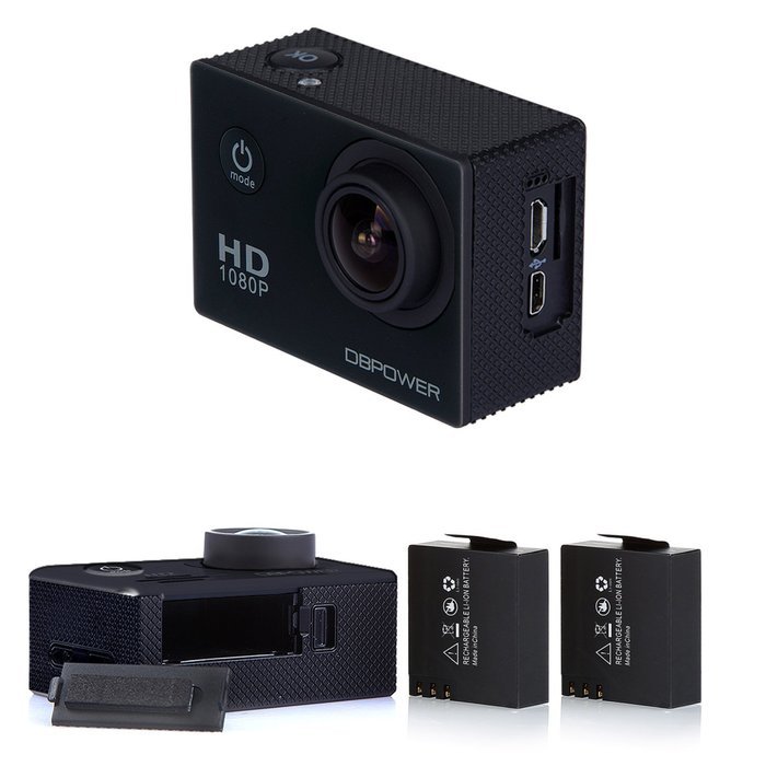 DBPOWER Waterproof Action Camera 12MP 1080P HD with 2 Batteries and Free Accessories Kit(White) N12