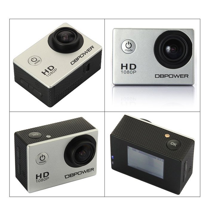 DBPOWER Waterproof Action Camera 12MP 1080P HD with 2 Batteries and Free Accessories Kit(White) N13