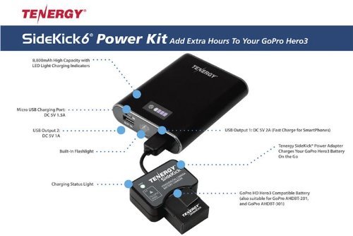 Tenergy SideKick6 Power kit for GoPro HD HERO3 AHDBT-201 AHDBT-301 AHDBT-302 N7