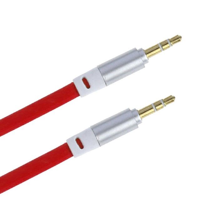 ABC&reg; 3.5mm Stereo Auxiliary Cable Male to Male Flat Audio Music Aux Cord (Red) N2