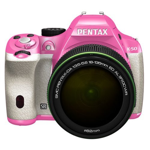 Pentax K-50 16MP Digital SLR 18-135mm Lens Kit PINK/WHITE 011