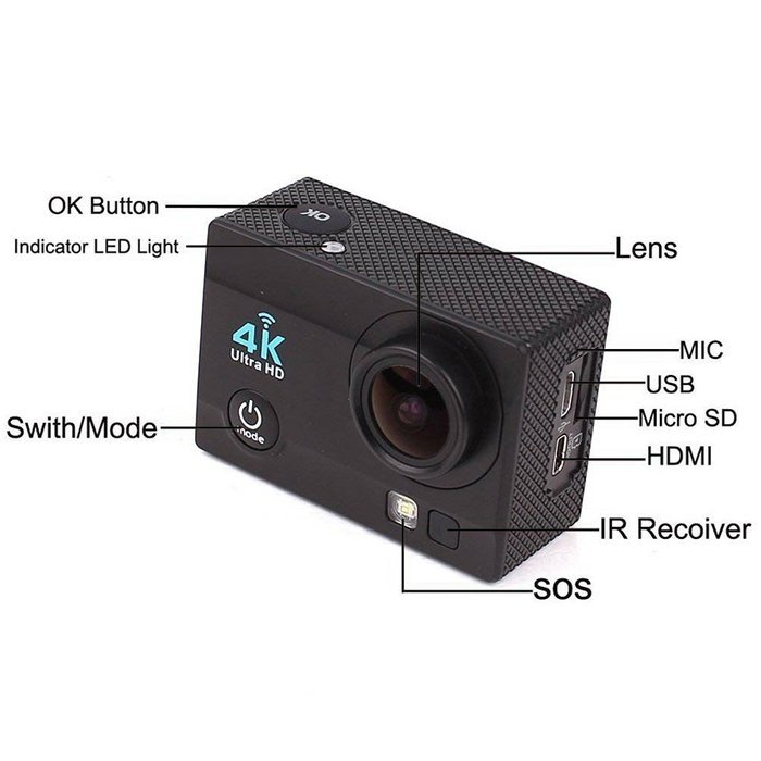 [With Wrist Remote Control] Sports Camera, 2.0 Inch 1080P HD 170 Degree 4K Ultra-Wide Angle Lens Remote Waterproof... N5
