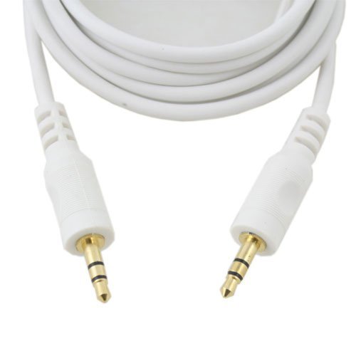 Wideskall 20 Feet 3.5mm Gold Plated Male to Male Aux Stereo Audio Cable (White) N2