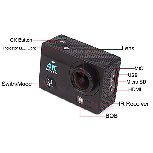 51youg 4K Ultra HD 30M Deep Diving Sports Video Helmet Camera Mini DV RF Wifi Remote Control 2.0" TFT LCD 170&deg;... N9