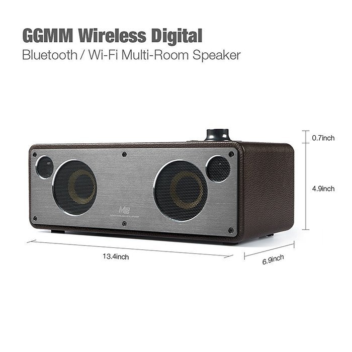 GGMM M3 Retro Wi-Fi/Bluetooth Stereo Wireless Leather Speaker | Featuring 40W Output, Multi-Room Play, Airplay... N23